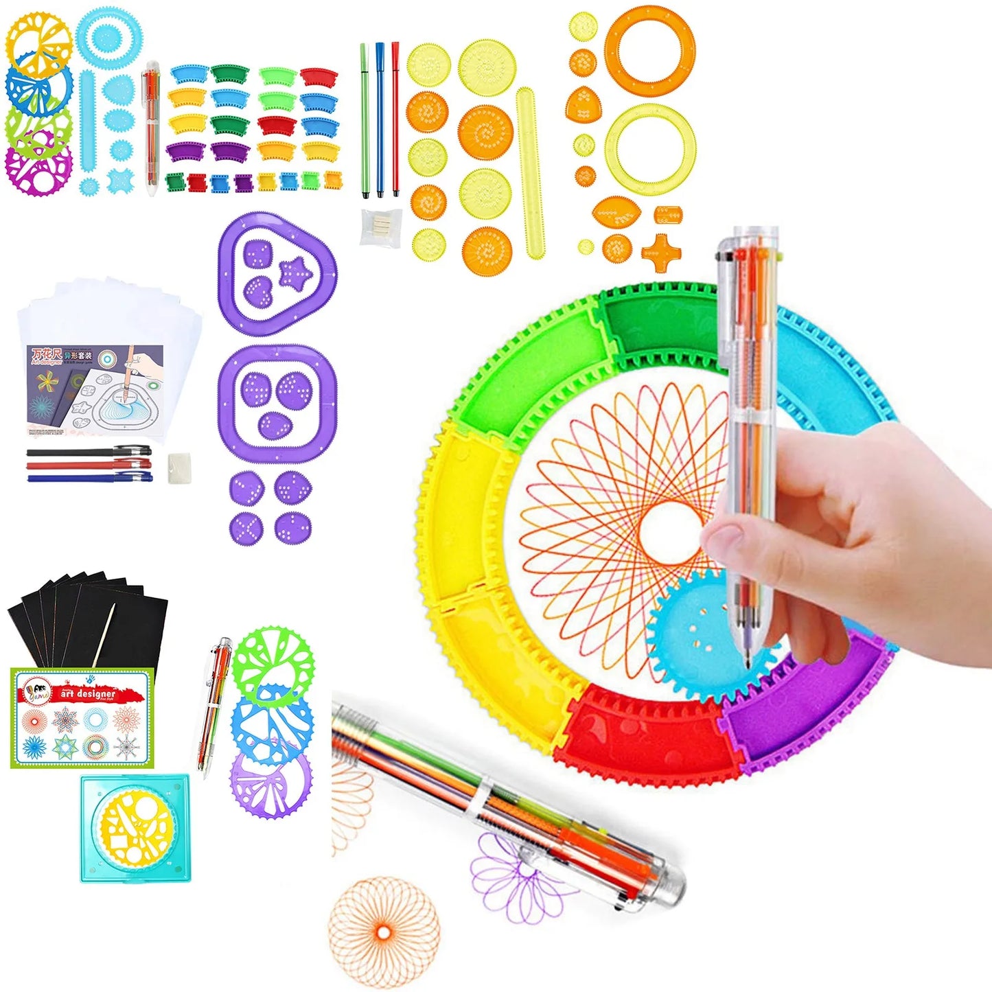 Geometry Spirograph Drawing Stencils Set Painting Template Art Crafts Creative Kids Educational Toy Variety Of Flowers Ruler