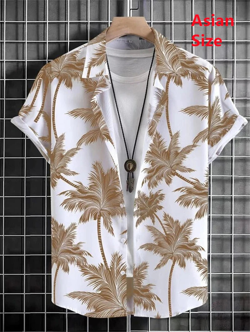 Summer Flower 3D Print Top Men's Summer Hawaii Beach Shirts Outdoor Party Men's Breathable Short Sleeve Street Social Apparel