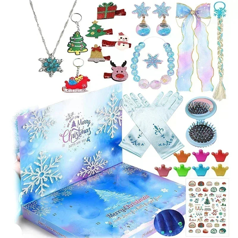 2026 Christmas Advent Calendar Gift Box for Girl Kids DIY Jewelry Hairpin Ornament 24Days Calendar New Year Christmas Gifts