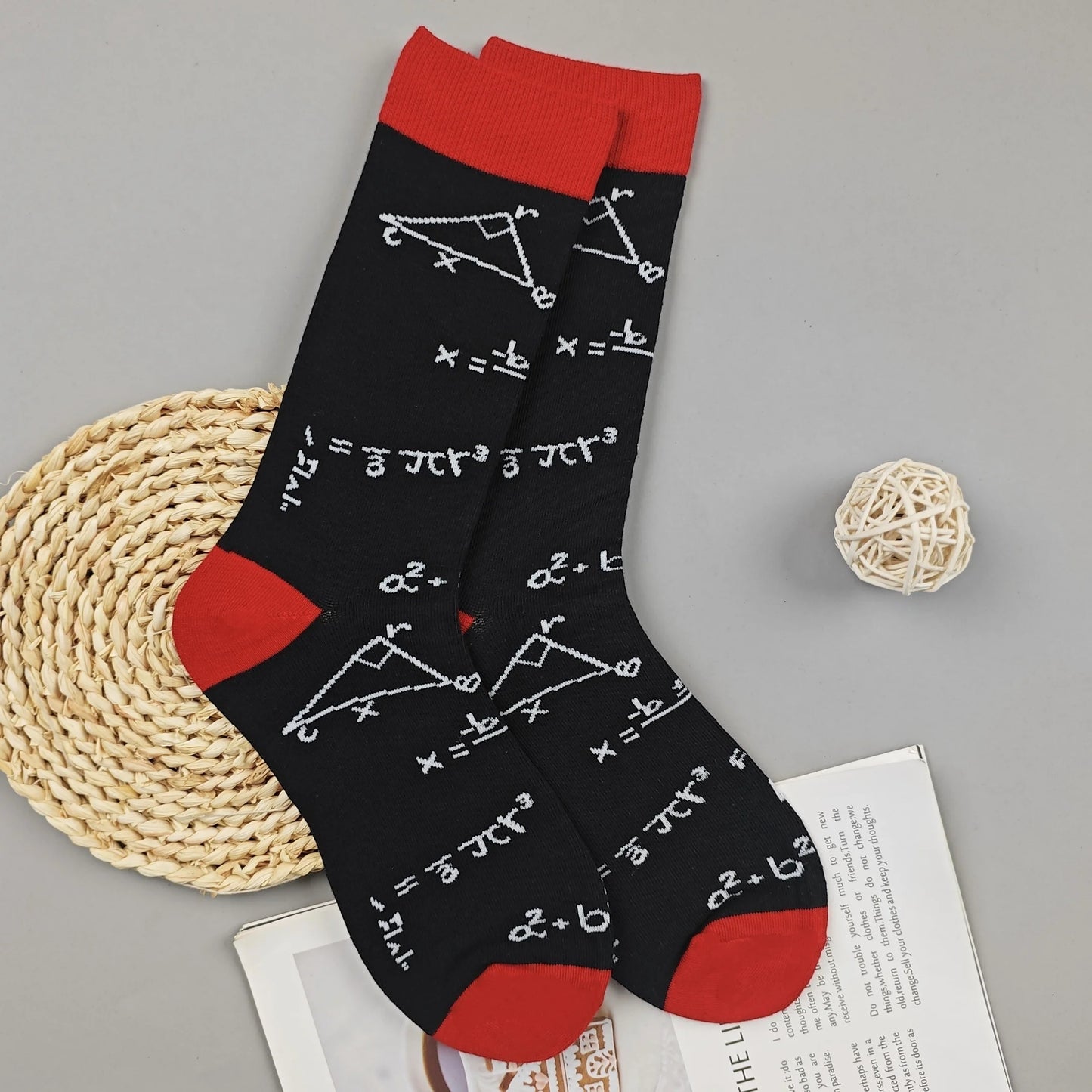 1 pair Fun Science Equation Printed Socks,Casual Mid-Calf  Socks for STEM Lovers