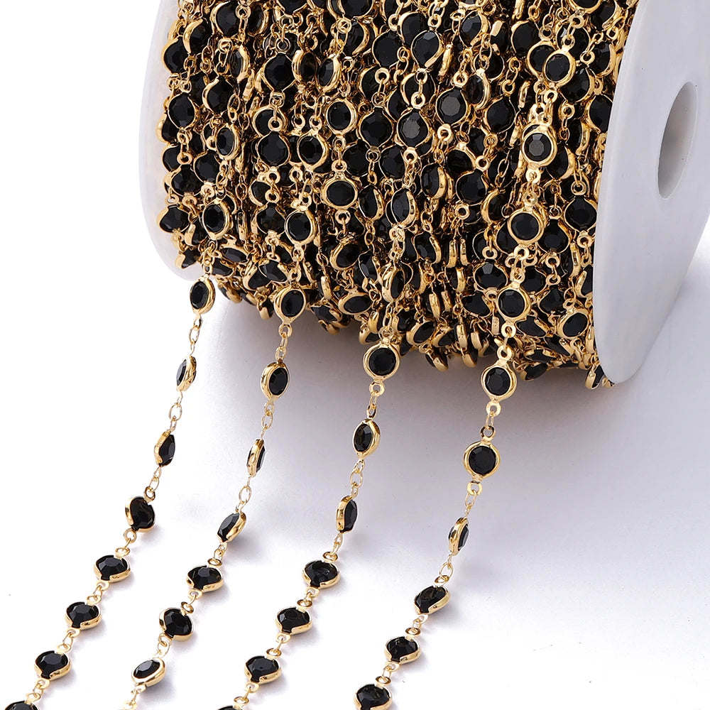 1M Crystal Zircon Stone Chain Colorful Glass Beads Chains For DIY Necklace Bracelet Jewelry Making Supplies Findings