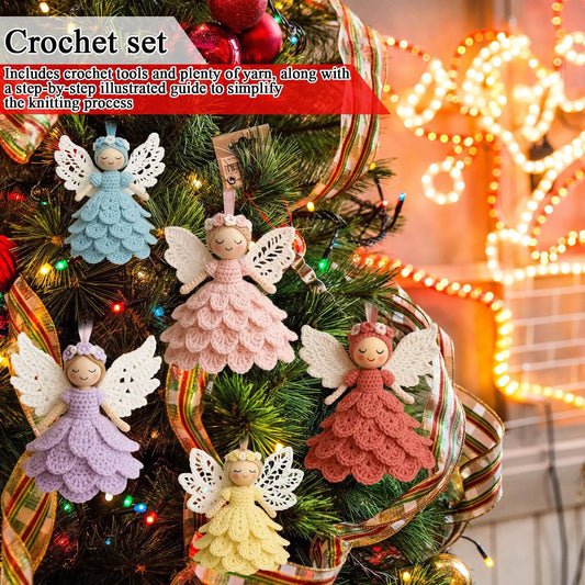 Beginner Crochet Kit with Angel Doll Ornament DIY Craft Set for Adults Teens Christmas Gifts Holiday Party Home Decoration