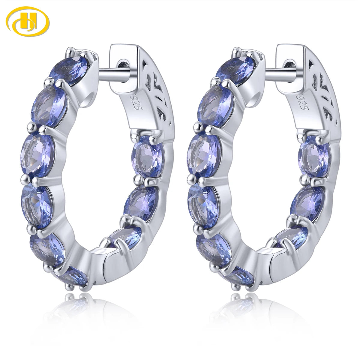 Natural Tanzanite Sterling Silver Hoop Earring 3.5 Carats Genuine Gemstone Classic Exquisite Fine Jewelrys S925 Jewelry Gifts