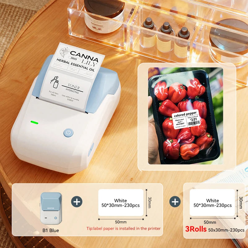 NIIMBOT B1 Portable Thermal Printer With Tapes 2 Inch Adhesive Label Printer Mini Bluetooth Sticker Maker Support Smartphones PC