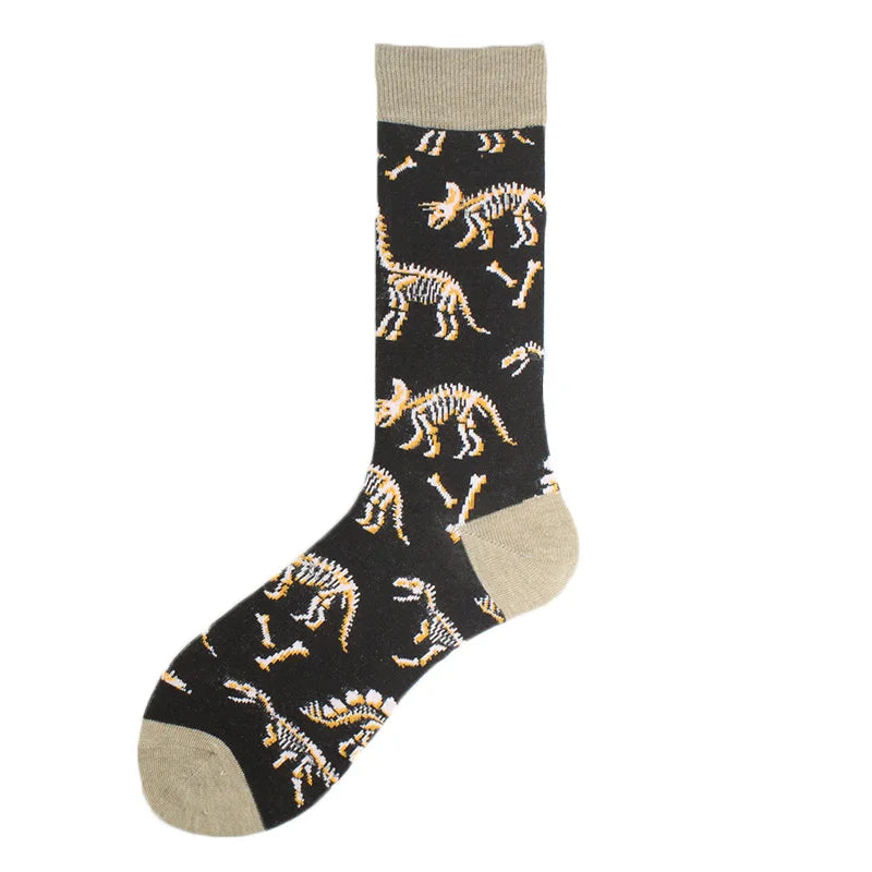 Happy Colorful Funny Socks Men Skateboard Shark Dinosaur Astronaut Planet Divertidos Hip Hop Sokken Harajuku Unisex Crew Socks