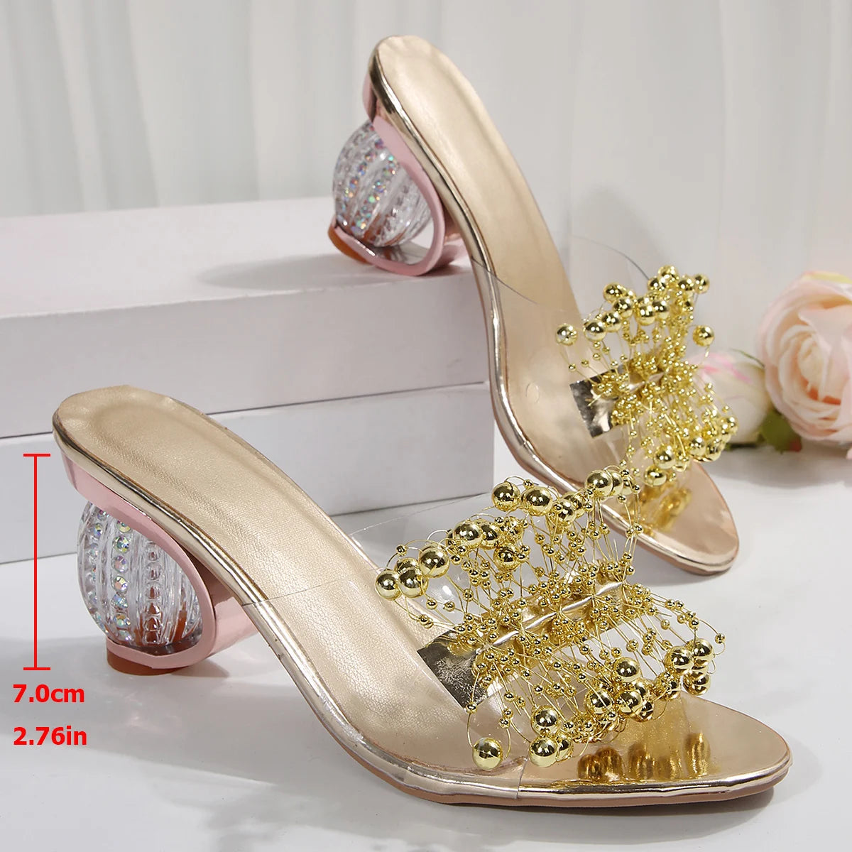 2025 New Jelly Sandals Summer Women's Crystal Peeping Toe High Heels Women's Shoes Crystal Clear Slippers Pump Chanclas Mujer