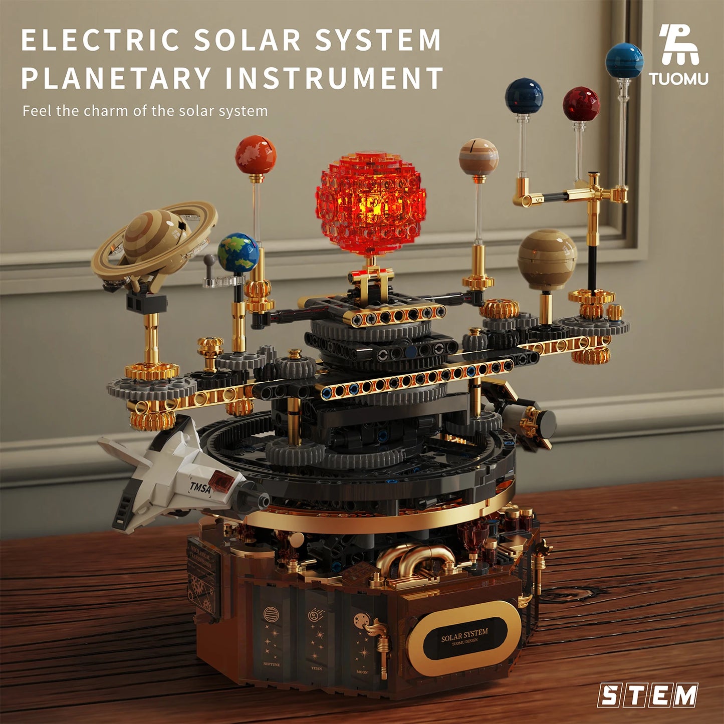 STEM Electric Rotating Universe Electric Solar System Light Building Blocks Sun Earth Model Space Science Education DIY Kid Toy