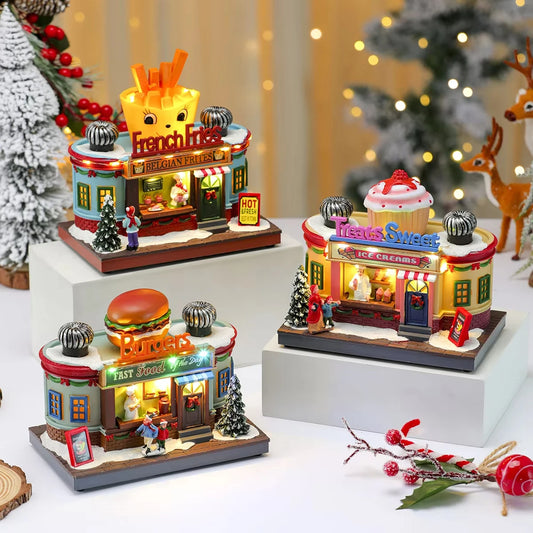 Creative Christmas Party Rotating Music Box Home Decoration Gift for Kitchen Room Window Christmas New Year's Desk Decor Favors