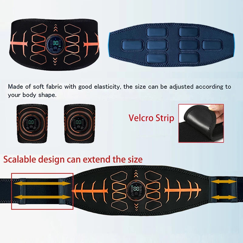 Smart Abdominal Toning Belt Abs Trainer Muscle Toner For Body Arm Training Workout Home Gym Fitness Massage