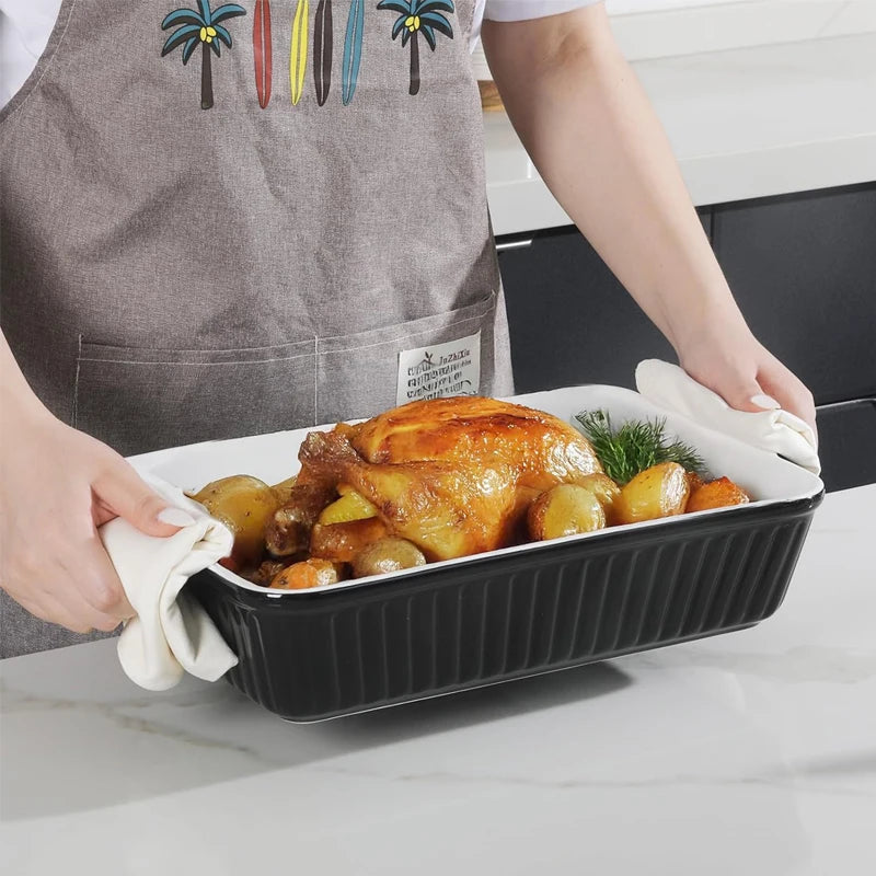 1PC Ceramic Baking Dish, Available in 3 Sizes Lasagna Pan Deep for Oven, with Handles,Oven Safe and Durable Bakeware for Lasagna