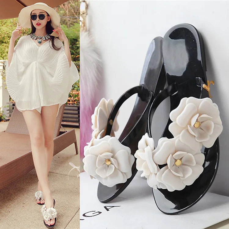 Comemore Summer Women's Shoes 2025 Flip Flops Women Slippers Female Beach Sandals with Floral Ladies Jelly Shoes Sandalias Mujer