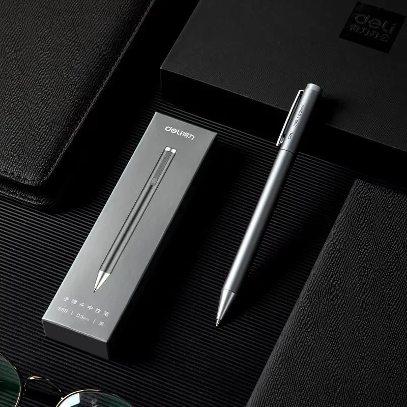 DELI Premium Metallic Signature Pens 0.5mm Gold Silver Gel Ink Smooth Writing Pens for Signing Certificates Awards Menus