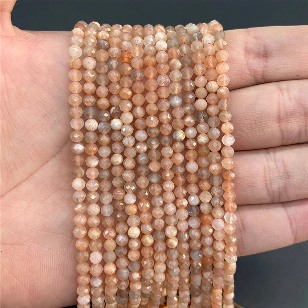 2mm 3mm 4mm Faceted Natural Stone Pink Rose Quartzs Crystal Beads Round Amethysts Loose Beads for DIY Jewelry Making Necklace
