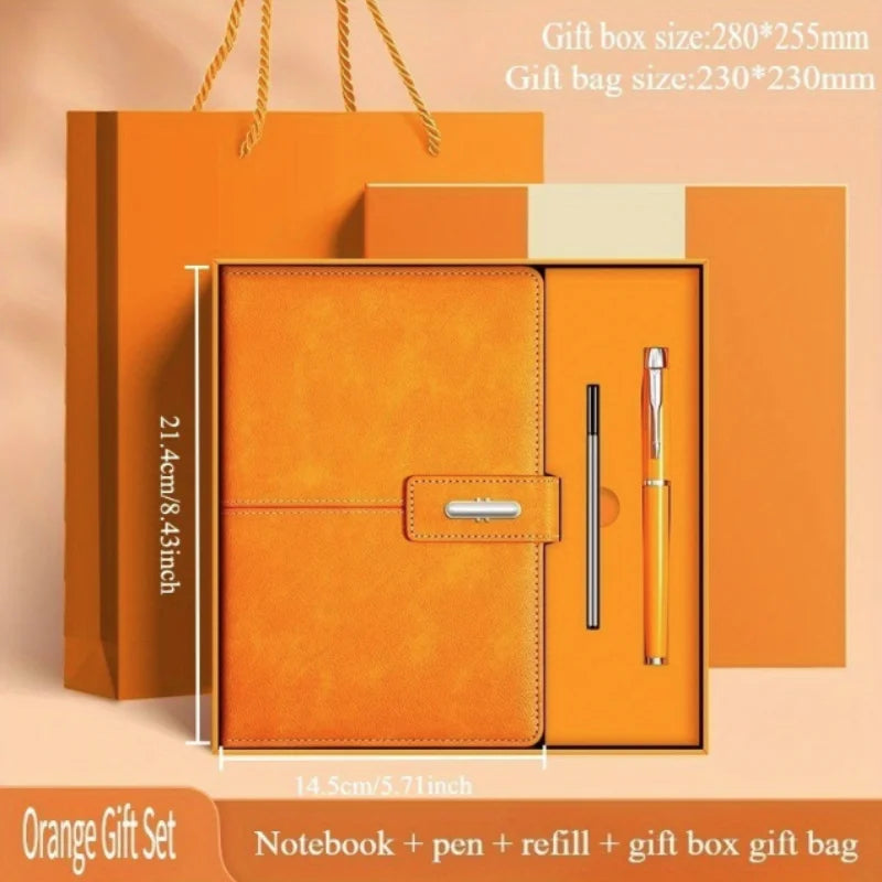 Vintage A5 Leather Notebook with Personalized Soft Cover Journal for Business Meetings College Life Ideal Gift Box Set