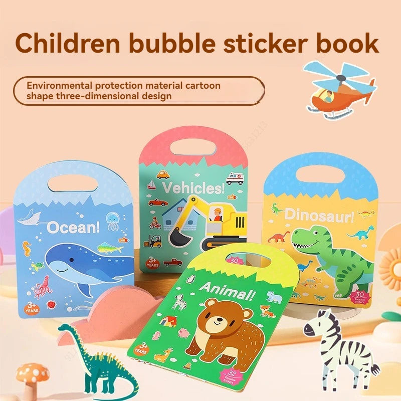 Reusable Sticker Book for Kids Vehicles Stickers Educational Learning Travel Stickers Activity Books for Toddler Girls Boy