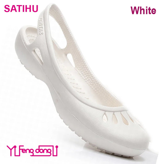 Ultralight EVA Clog Satihu Summer New Lightweight Anti Slip Hole Shoes For Women's Flat Bottom Sandals Nurse Outdoor Beach Jelly