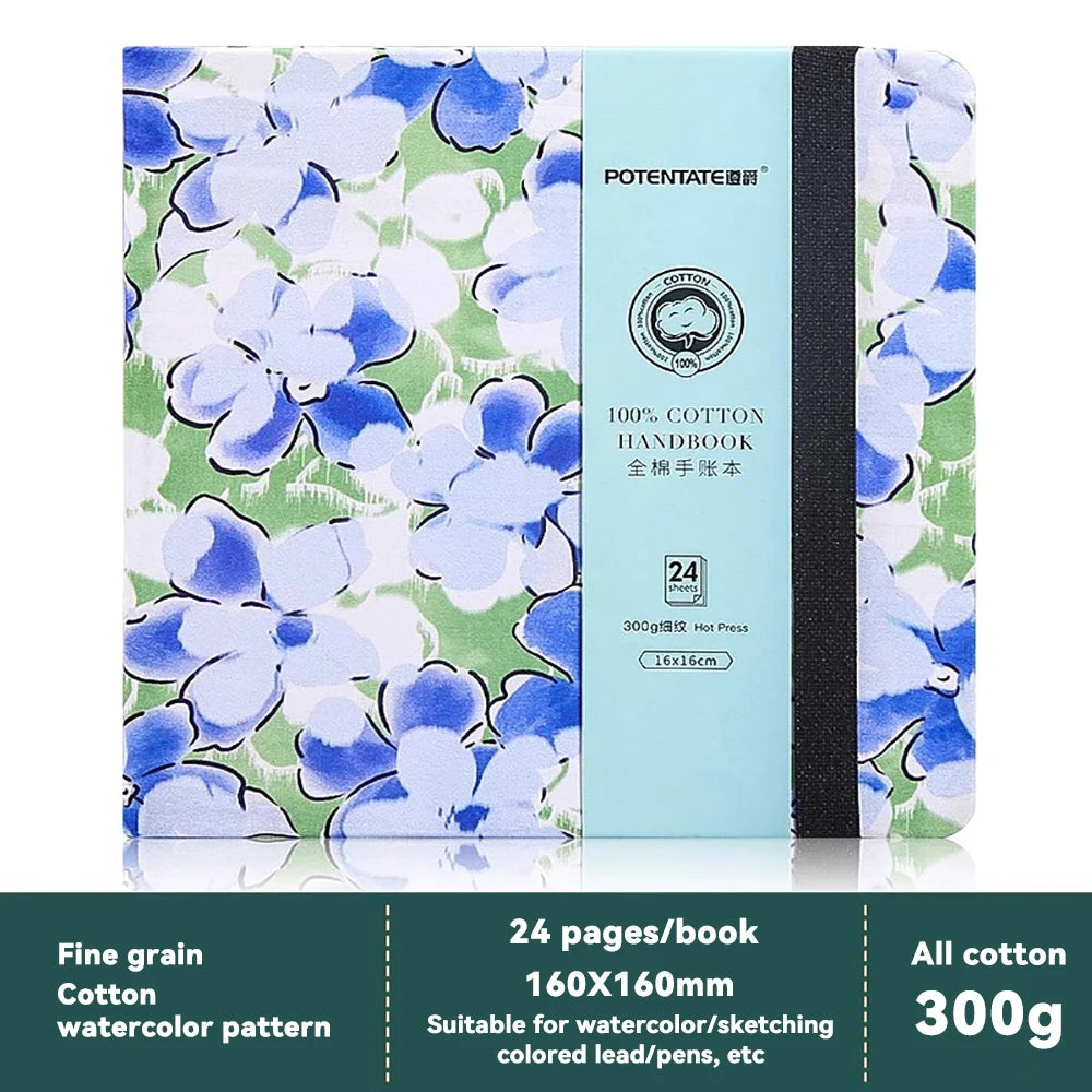 100% Cotton Square Watercolor Sketchbook 300gsm Paper Folded Drawing Pad Organ Sketch Notebook Student Watercolor Journal Book