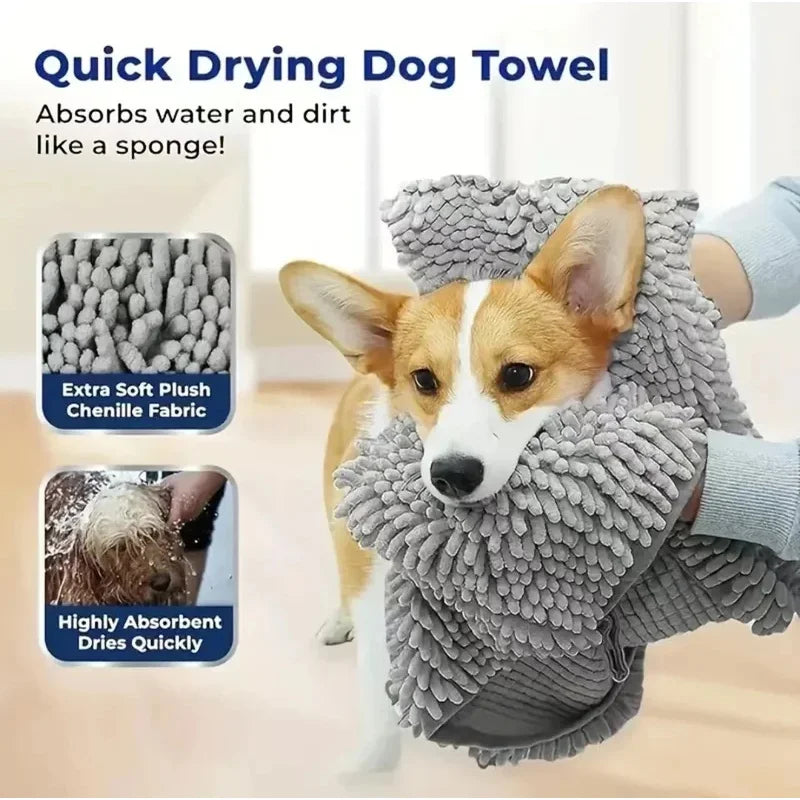 1pc Super Absorbent Pet Bath Towel Quick-drying Cat Towels Convenient Soft Bath Robe Dry Pet Cleaning Washcloth Dog Accessories