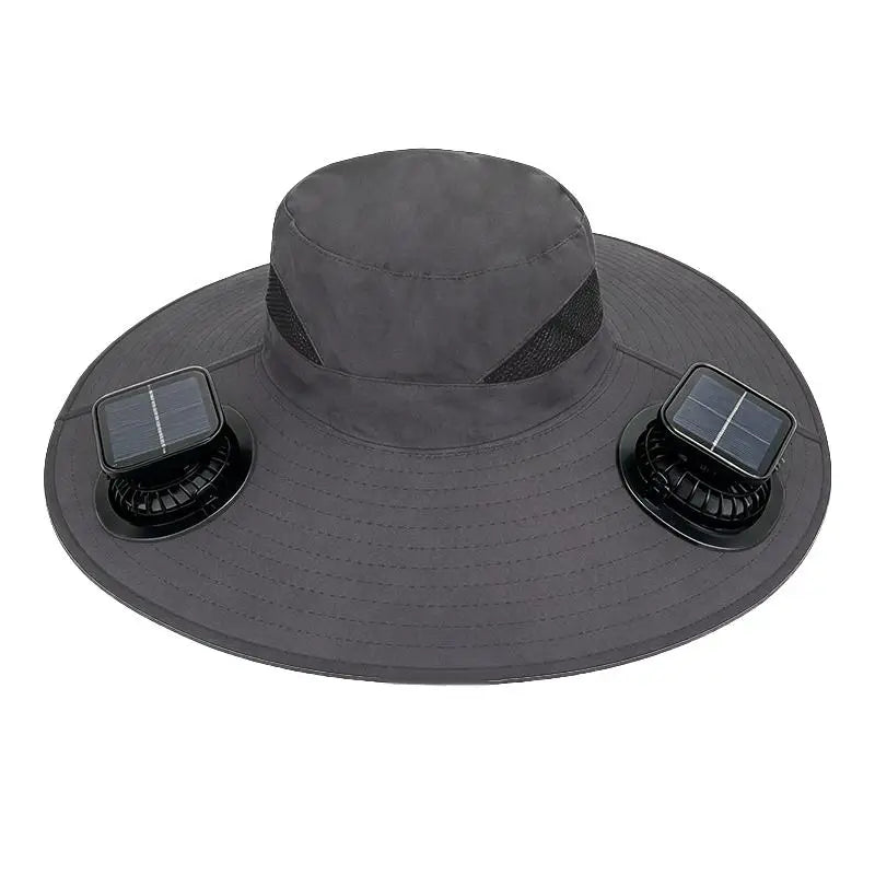 【SE】Solar Powered Sun Hat Cooling Fan UV Protection Outdoor Hiking Fishing Camping Summer Travel Bucket Hat Sun Protection Hat