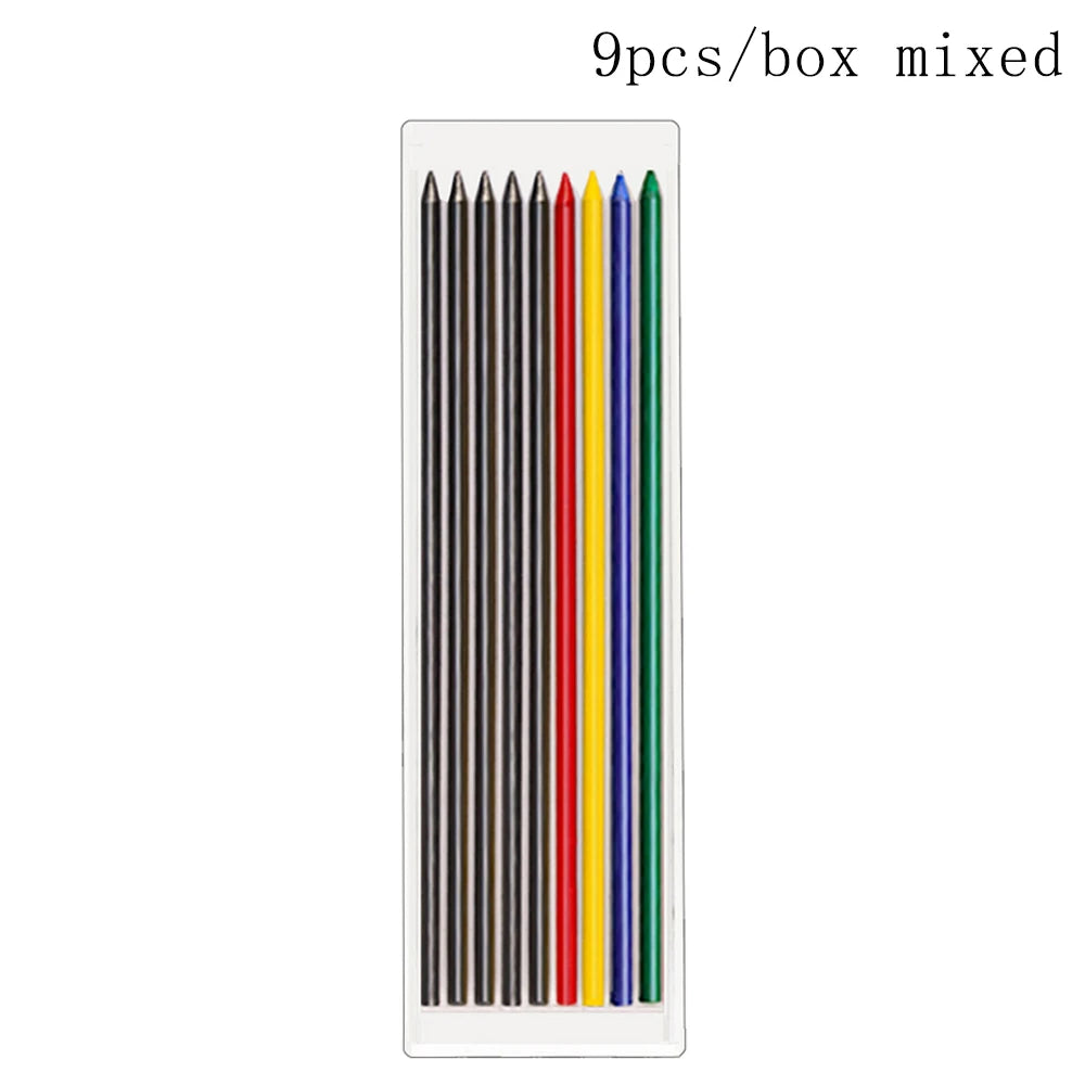 6Colors 2.8mm Metal Solid Carpenter Mechanical Pencil with Sharpener 2B Lead Core Deep Hole Construction Marking Scriber Tool