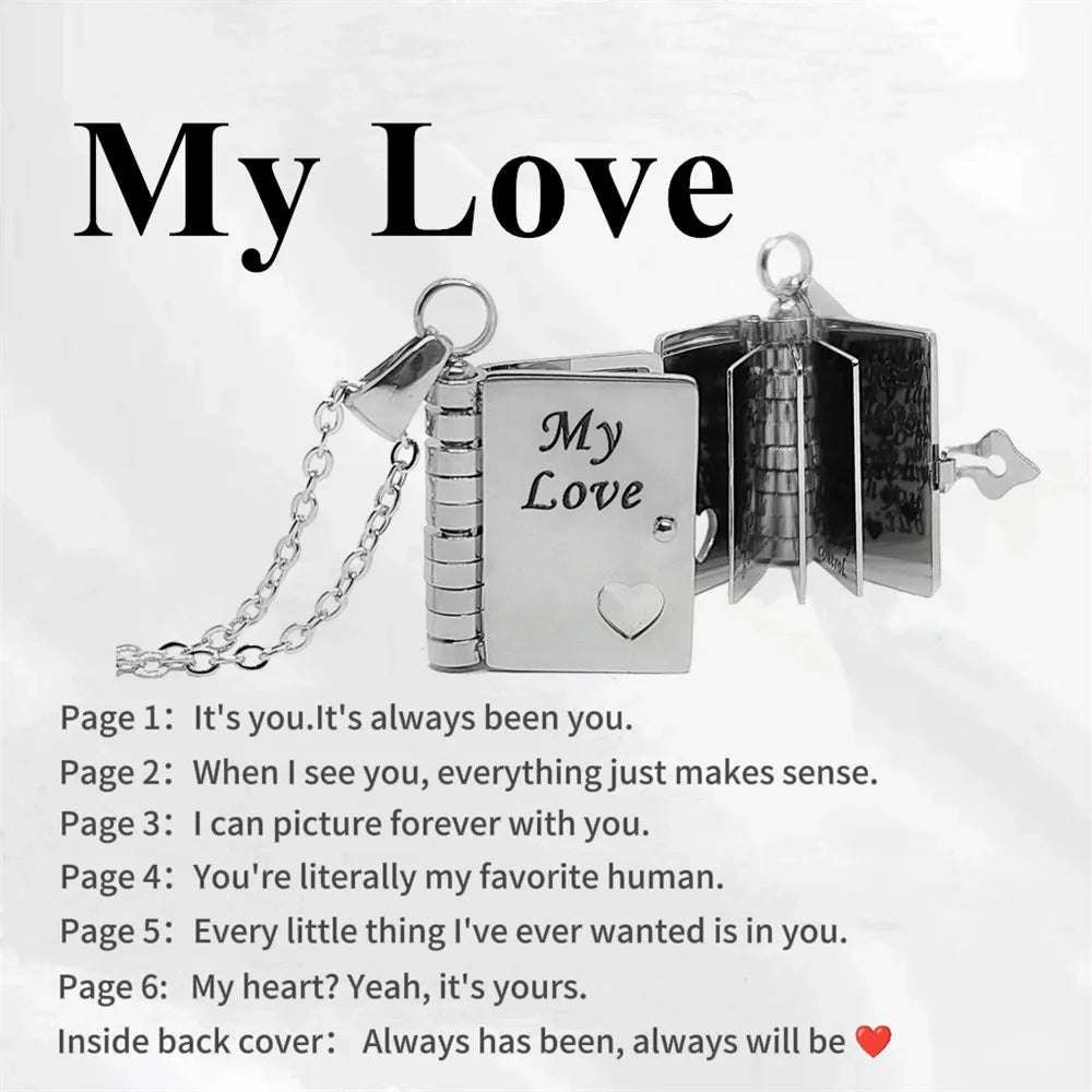 Mother’s Day Gift Best Mom Ever Book Necklace Stainless Steel Engraved Book Locket Necklaces Women Daughter Present for Mom