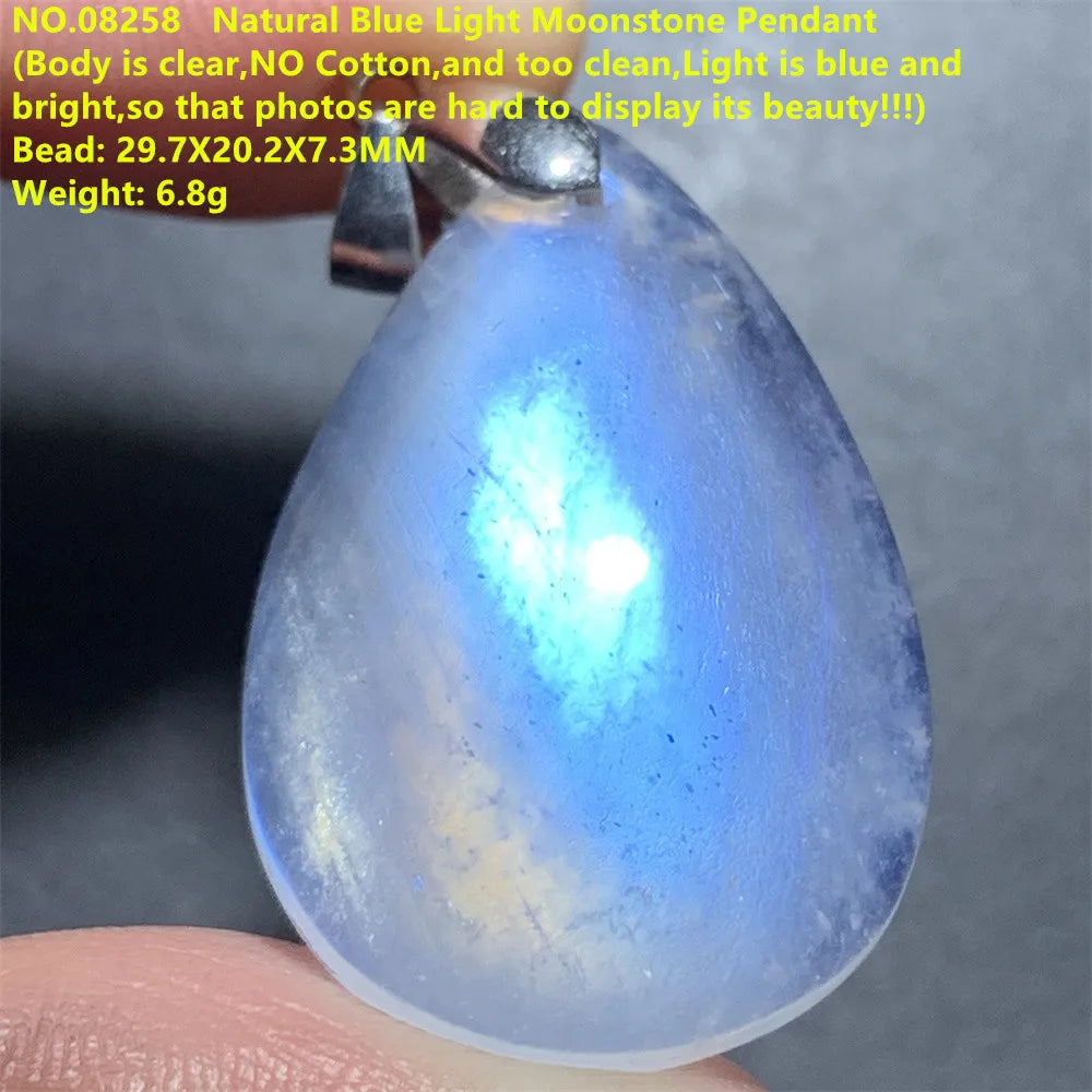 Natural Colorful Moonstone Pendants Necklaces Unusual Women Big Orange Blue Light Rainbow Moon Stones Bead Gemstone Jewelry S925