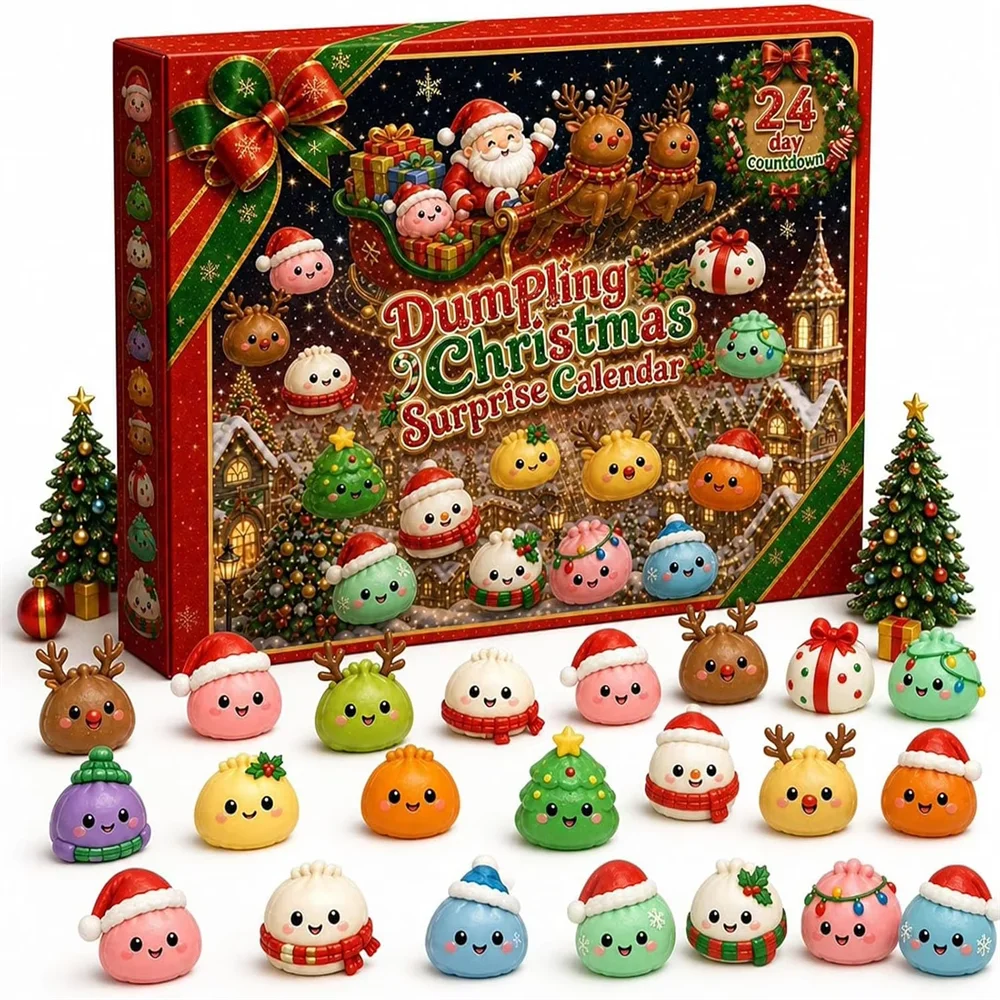 24‑Days Christmas Dumpling Advent Calendar Gift Set, Holiday Countdown Ornaments, Desktop Decor, Festive Party Favor Gifts