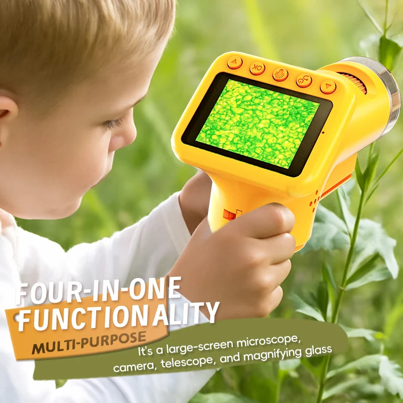 Kids Microscope 1600x Biological Science Stem Toy Hand Loupe School Educational Pocket Microscope with LED Light