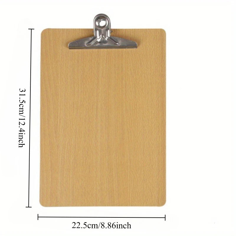 Wooden Clipboard A4 Wood Clips Writing Sheet Pad Note Board Storage Folders Clips Office Restaurant Hotel Supplies