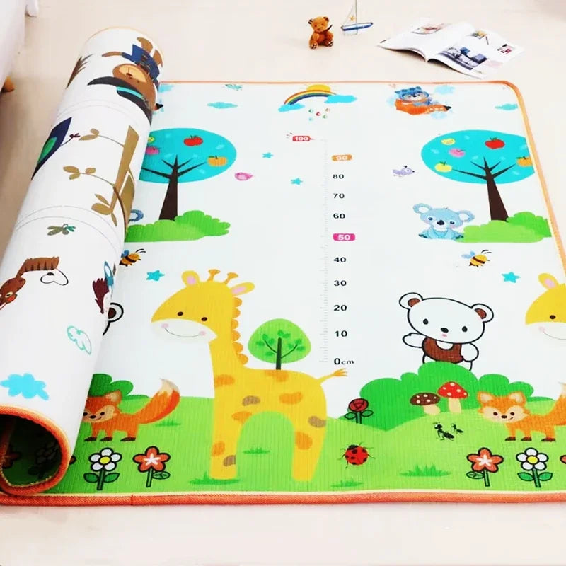 Baby Play Mats Doubel Sided Animals Kids Rug Educational Toys for Children Soft Floor Toddler Crawling Carpet Game Activity Gym