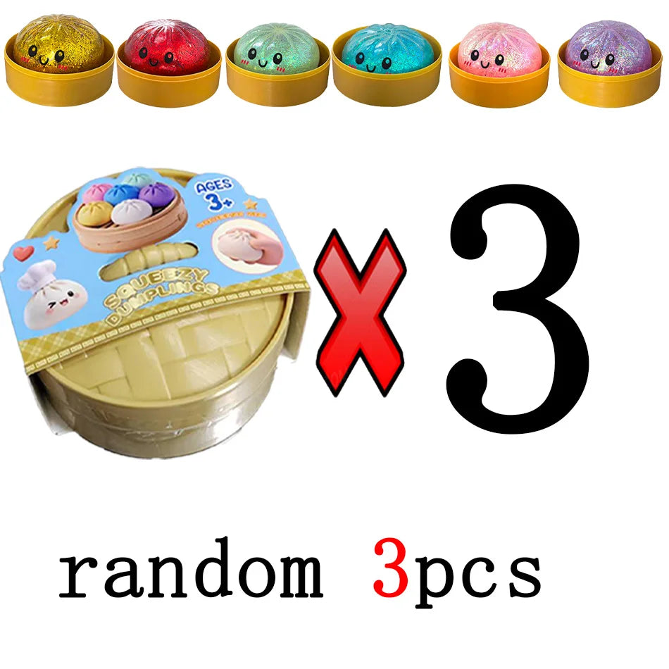 Dumpling Pressure Dumpling Squishies Cute Colorful Bun Toy Slow Rising Stress Relief Fidget Toy for Kids Adults Anti-Anxiety Gif