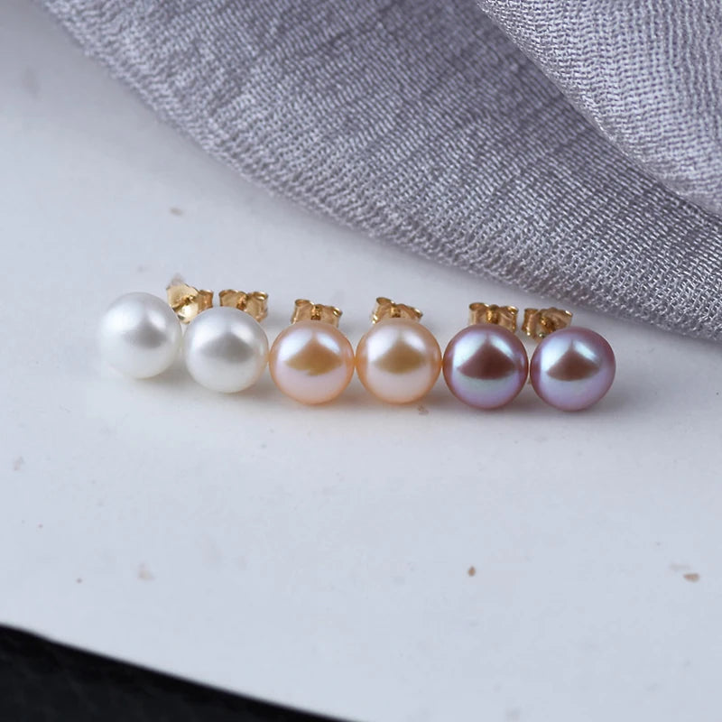 Classic Natural Freshwater Pearl white pink purple black gray 925 sterling silver Stud Earring Jewelry for Women Super Deal