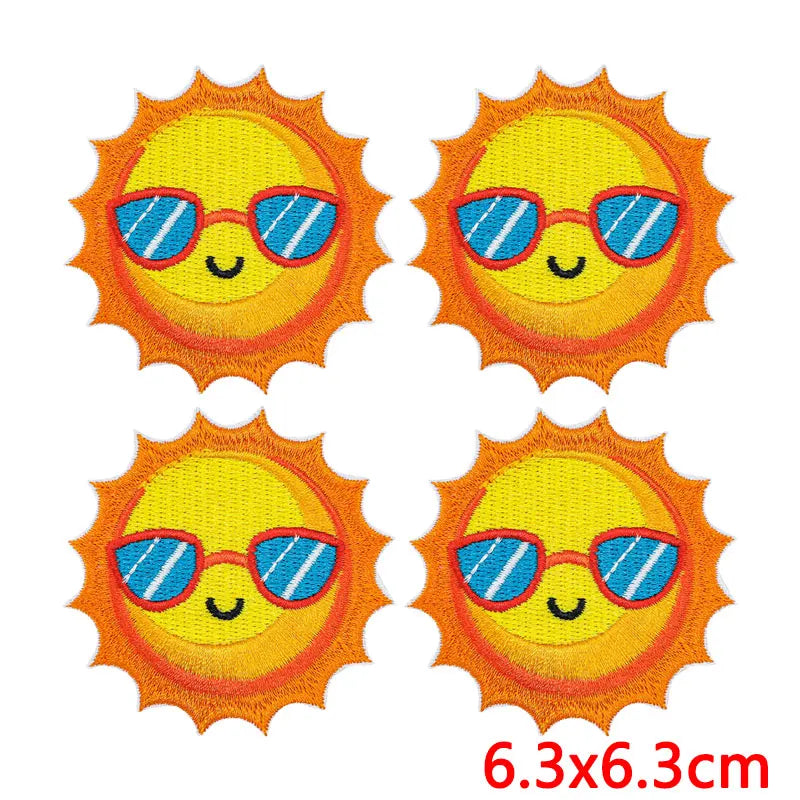 10Pcs/Lot Cool Summer Pool Iron On Patches For Clothing Beach Chair Colorful Kite Aloha Embroidery Patches Backpack Appliques
