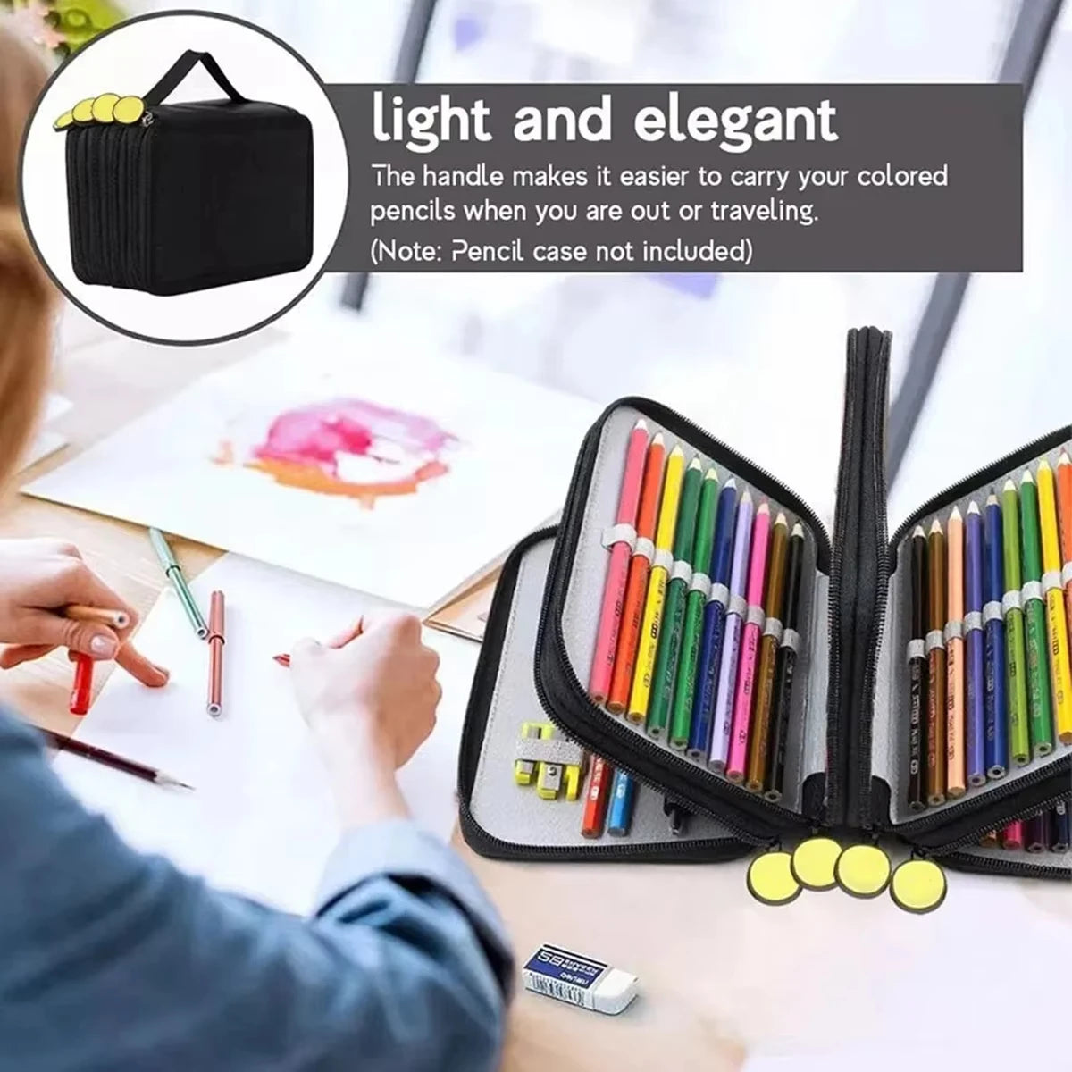 72 Holes Pencil Case Large Capacity Four Layers Kawaii Pen Storage Bag Korean Stationery Office Supplies Brush Color Pencil Bag