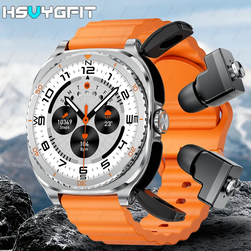 New watch earphones 2-in-1 smartwatch, Health monitoring device, wireless calling, 100+sports mode male and female smartwatches