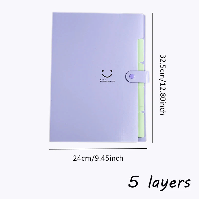 A4 Organ Folder 5 Layers Macaron Colors File Manager Storage Simple Folder for Student School and Office Stationery Supplies