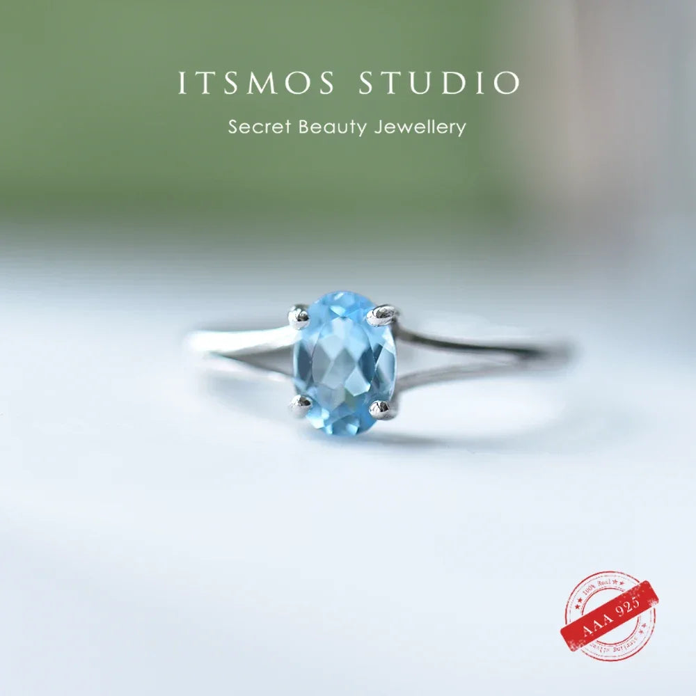 ITSMOS Natural Pink Topaz Rings Genuine Solid s925 Sterling Silver Bands Simple Diamond Dainty Fine Jewelry for Women Gift