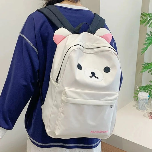 Kawaii Cute Bear Rilakkumas Backpack Large Capacity Anime Cartoon Backpack Stylish Student School Bag Shoulder Bags Schoolbag
