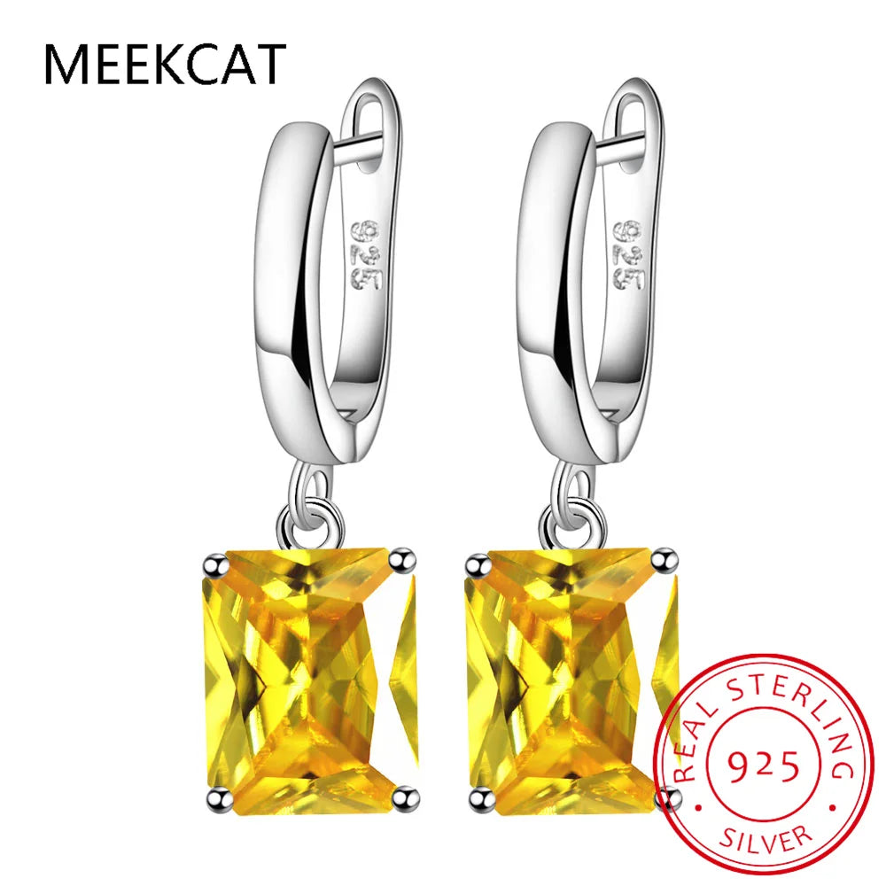 Oval Genuine Natural Blue Topaz 925 Sterling Silver Drop Earrings for Women Fashion Statement Gemstone Jewelry