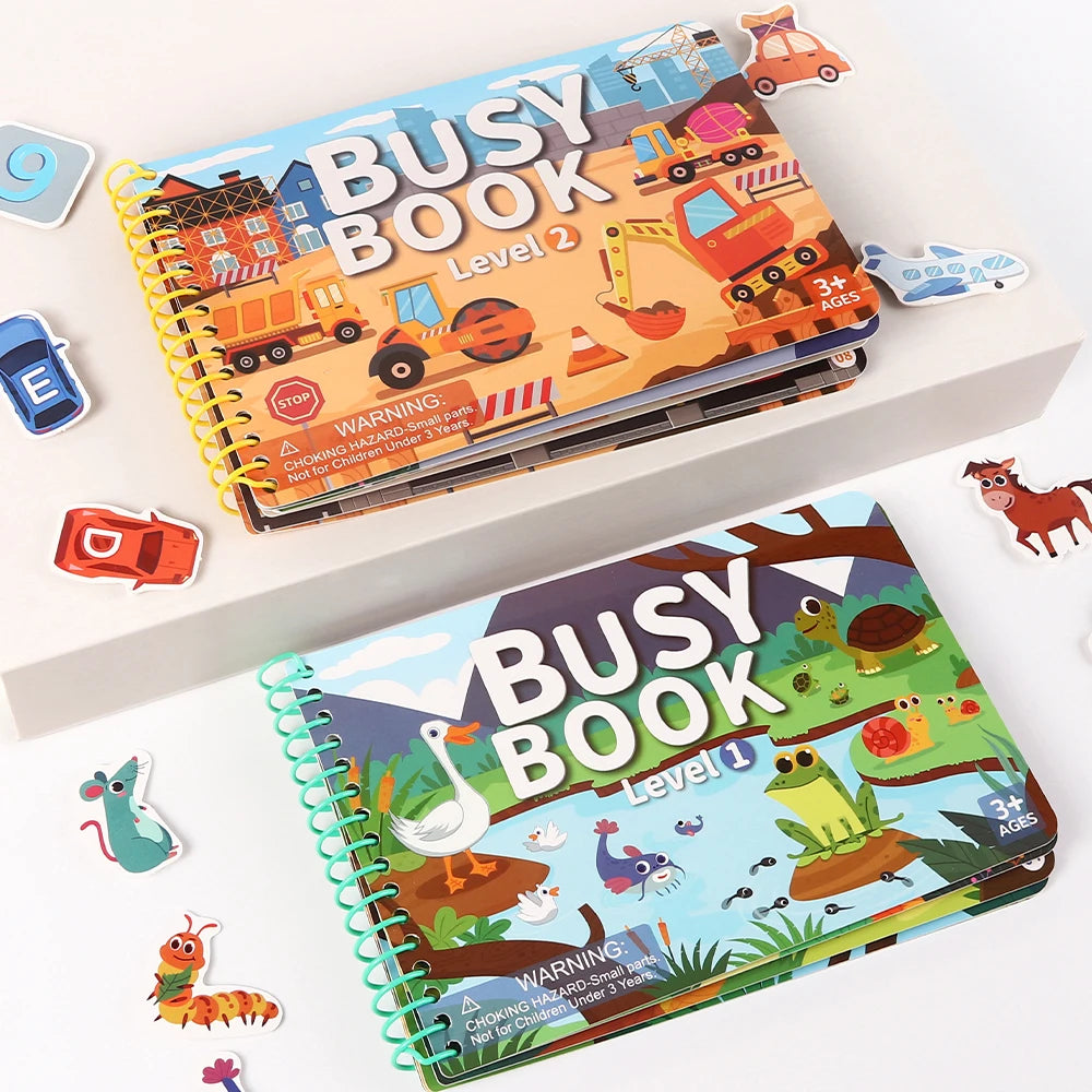 Children Quiet Busy Book 4 Themes Cartoon Travel Sticker Books Kids DIY Sticker Educational Game Montessori Paste Book Toy Gifts