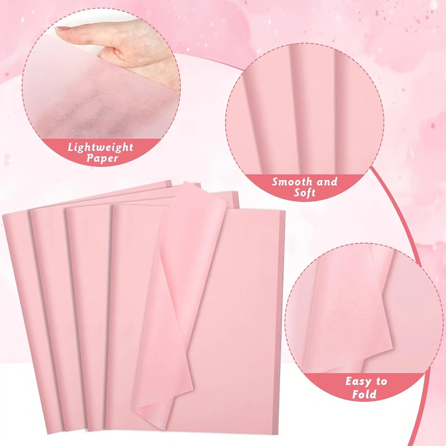 50 pink snowflake paper, 50*35 cm gift wrapping paper, suitable for party festivals, Valentine's Day, birthday gift packaging