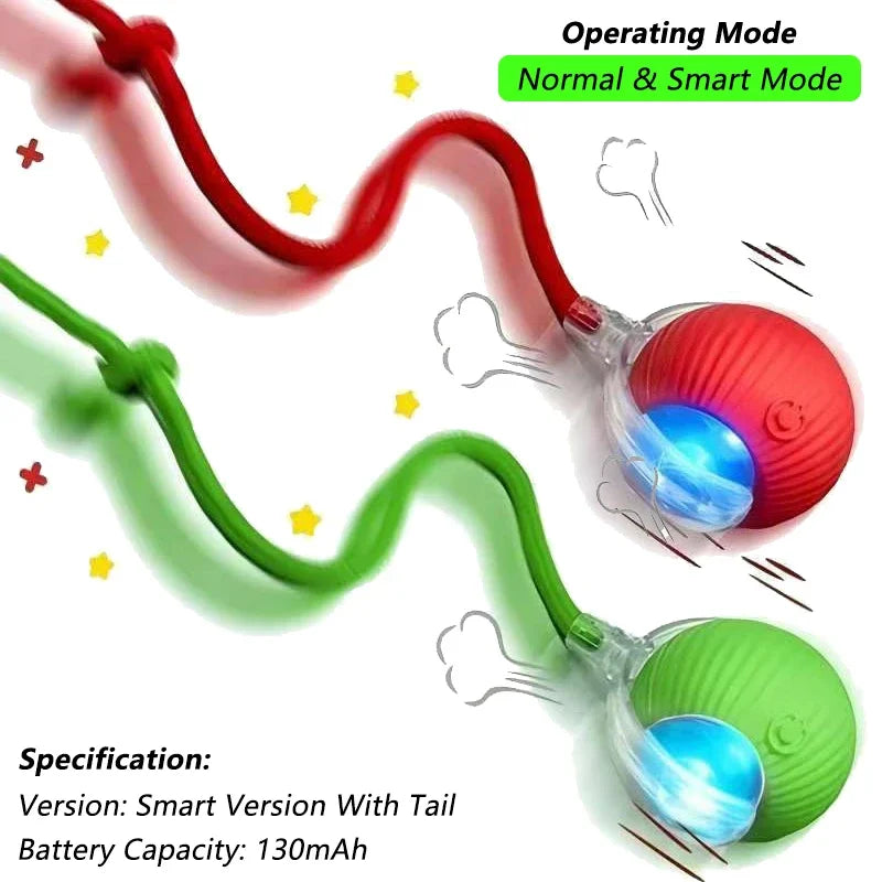 iLMH Cat Interactive Ball Toy Automatic Rolling Ball Faux Tail Rechargeable Smart Pet Electric Toy Pet Training Imitate Mouse