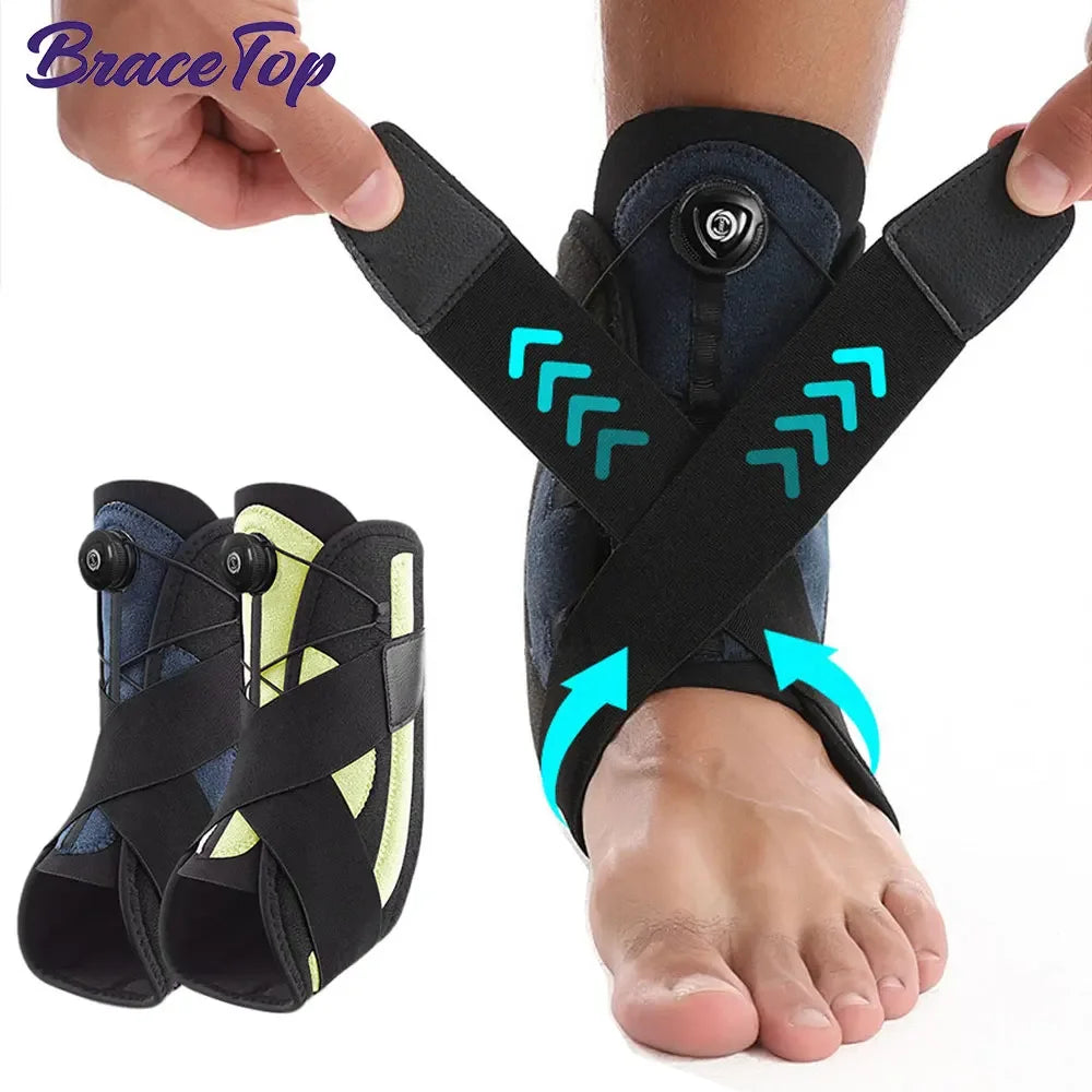 Adjustable Knob Maximum Ankle Support Brace for Sprained Ankle,Tendonitis,Achilles, Plantar Fasciitis, Swelling,Injury Recovery