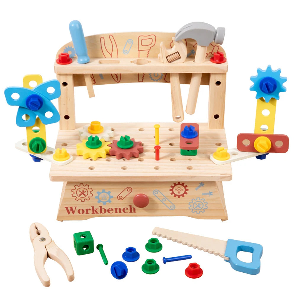 Wooden Tool Bench for Kids,Montessori Educational Pretend Play Construction Toy,Activity Gift Construction Toy for Boys Girls