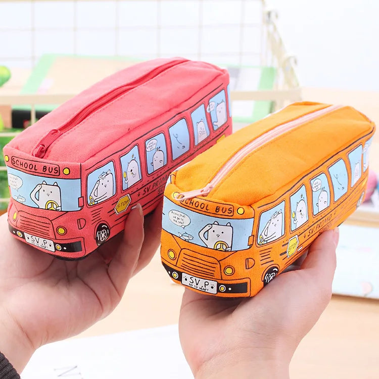 Creative large capacity bus pencil case pencil case cartoon  pencil case student bus pencil case stationery case school supplies