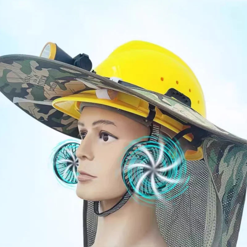 Adjustable Safety Helmet Cooling Fan LED Night Light Portable for Summer Heat Relief Outdoor Work Comfort Suitable Most Helmets