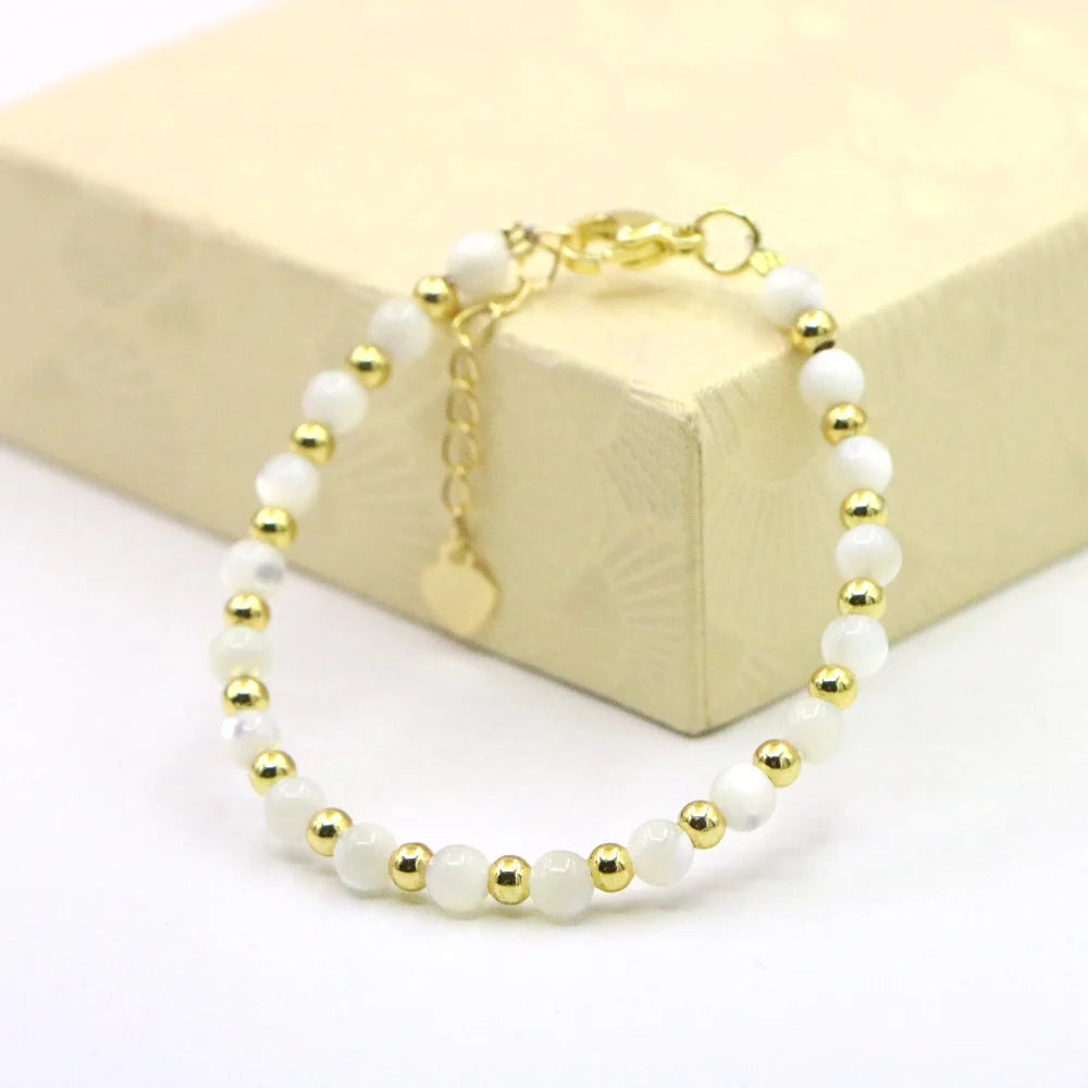 Lovely Baby Baptism Bracelet Natural Stone Crystal Lobster Clasp Parts Yoga Christmas Wedding Girls Gift Jewelry Charm Fashion