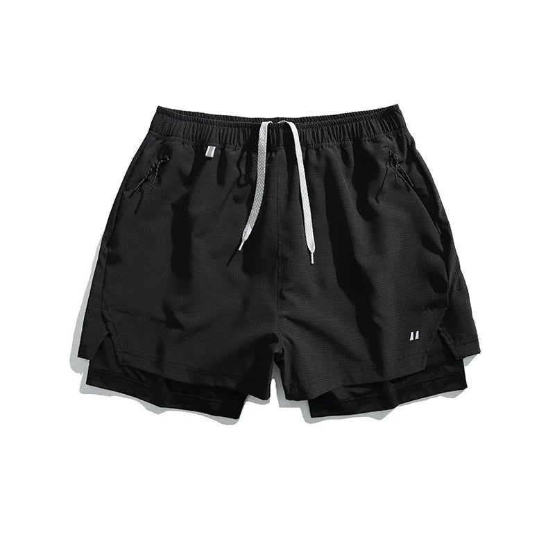 Unisex 2-in-1 Quick-Dry Cooling Sport Shorts | Anti-Ride Up Design for Cycling & Gym | Breathable Lightweight Fabric  8 Colors