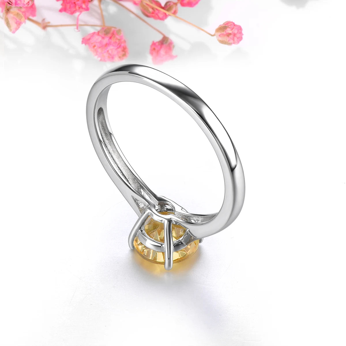 Natural Citrine Sterling Silver Rings 1.3 Carats Genuine Gemstone Classic Simple Fine Jewelry Style S925 Daily Birthday Gifts