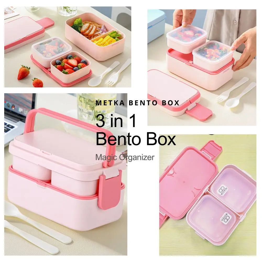 2 Layer / Single Bento Box with Handle,Large Capacity Leak-proof Lunch Box,Snack Food Storage Containers for Kids,Microwave Safe